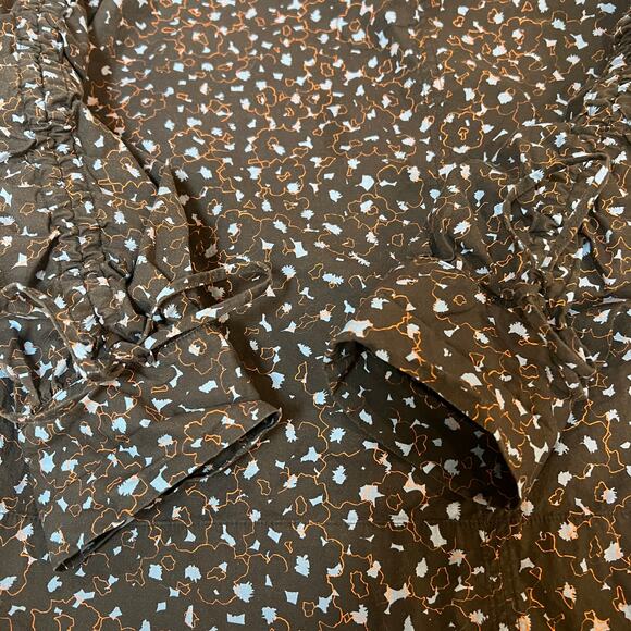 COS drawstring sleeve V neck cotton blouse navy  Sz 6 - Picture 11 of 11